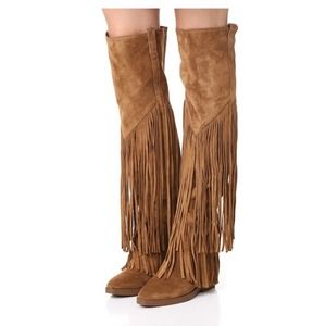 ASH Over the Knee Suede Brown Fringe Boots 37